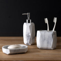 Sculpted Marble 3 Piece Resin Bath Accessory Set