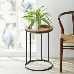 Black Wood and Metal Plant Stand