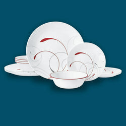 Splendor, White and Red, 12 Piece, Dinnerware Set