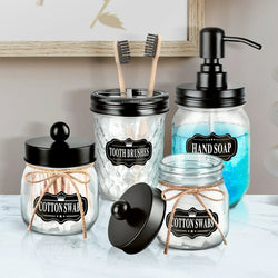 Mason Jar Bathroom Accessories Set of 4