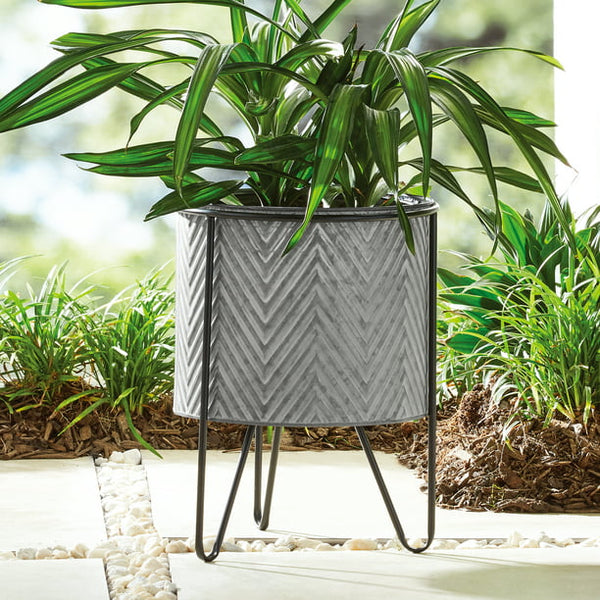 8" & 12" Metal Galvanized Gray Planter