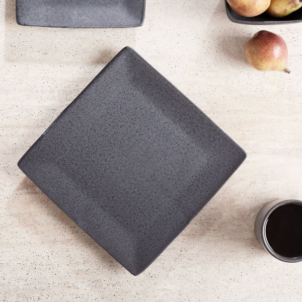 Dark Gray Square-Shaped Dinner Plate