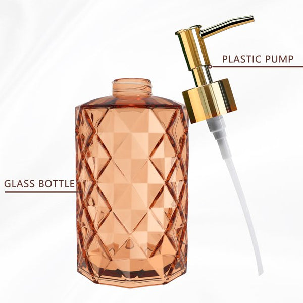 Glass Soap Dispenser Diamond Design