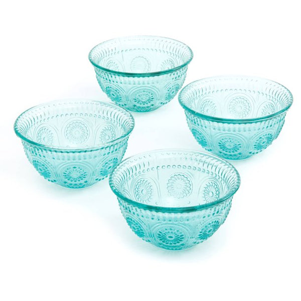 Adeline 4-Piece 13-Ounce Embossed Glass Bowl Set